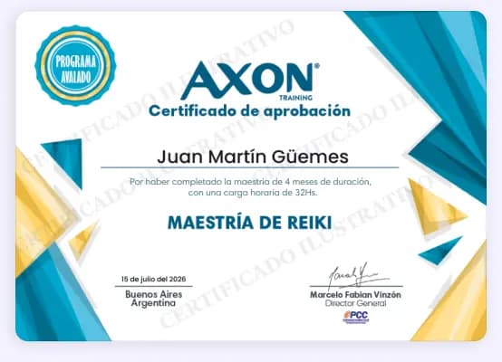 Certificado de Maestría de Reiki - Axon Training